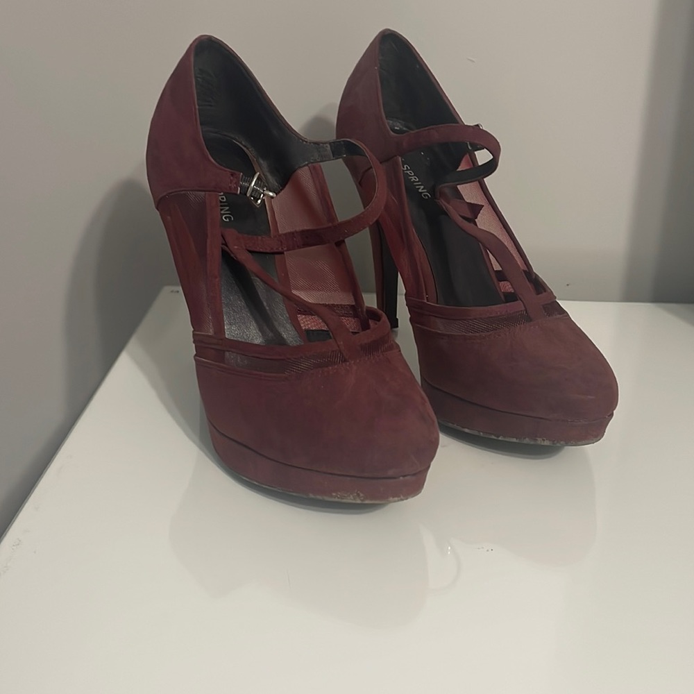 Burgundy Platform Heels